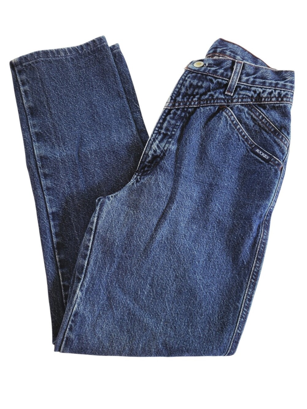 Vintage 90s Rockies High Rise Bareback Western Jeans Sz 26/29 Long Dark Wash